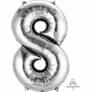 S.A Balloon - Jumbo Number - 8 Silver